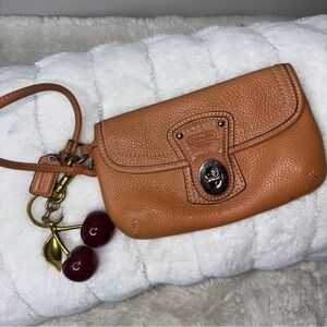Coach Tan Leather Wristlet wallet